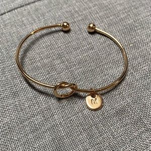 Rose Gold Monogram initial M Knot Bracelet
